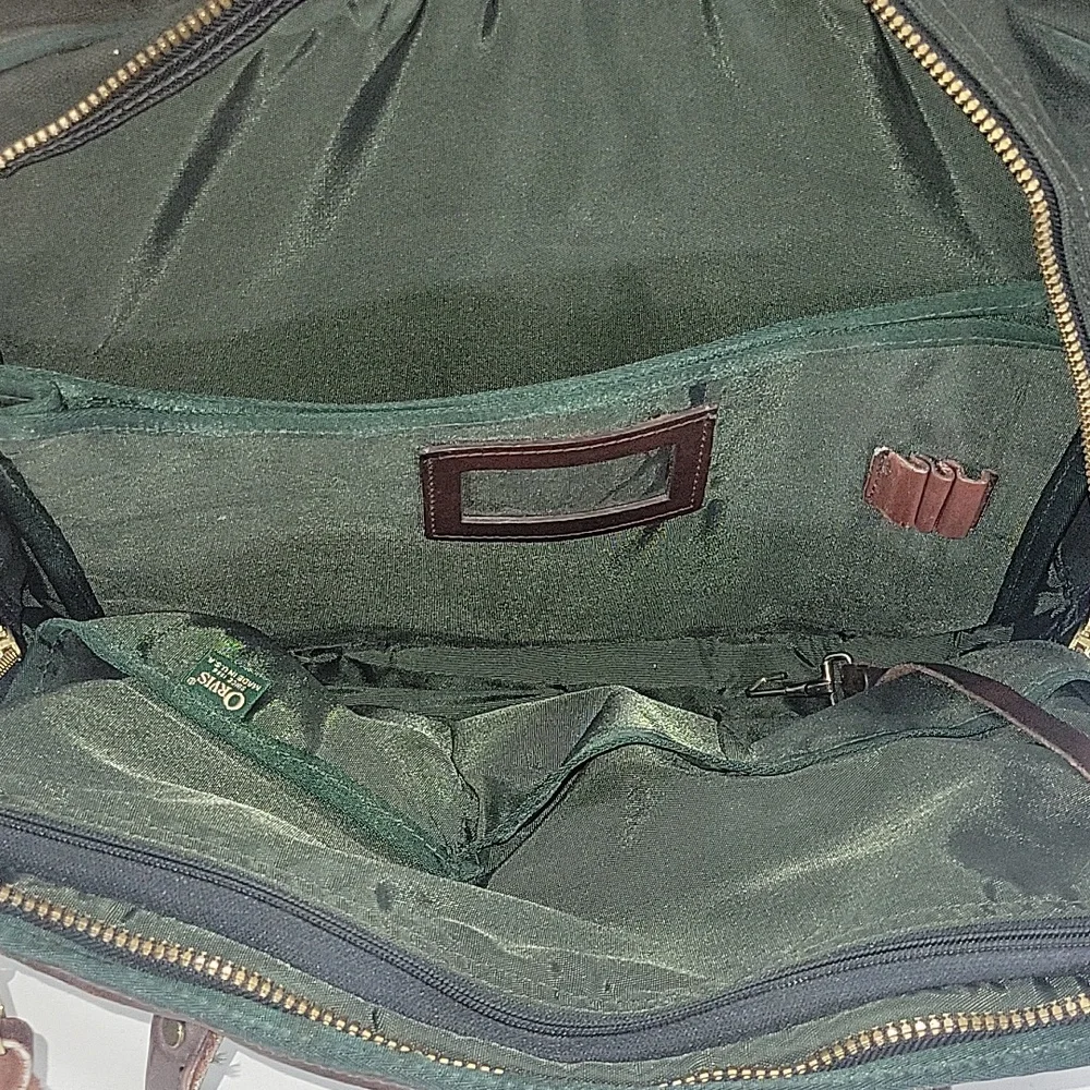 Orvis Green and Brown Canvas Leather Briefcase - Men